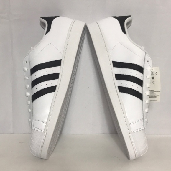 NEW Adidas Superstar White Black Stripes Sneakers - Picture 3 of 8